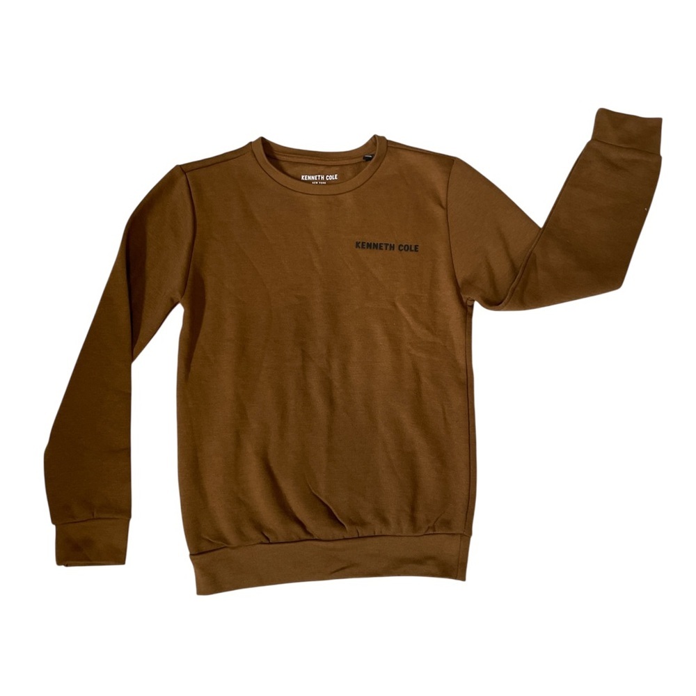 Kenneth Cole Boys’ Sweatshirt – Size 14/16 | Brown Long Sleeve Crewneck